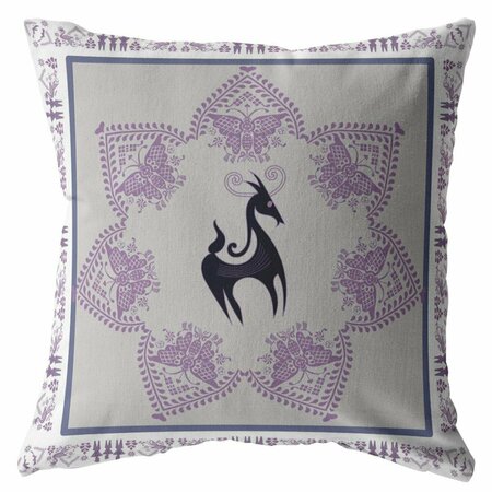 HOMEROOTS 26 in. Horse Indoor & Outdoor Throw Pillow Black Gray & Purple 412409